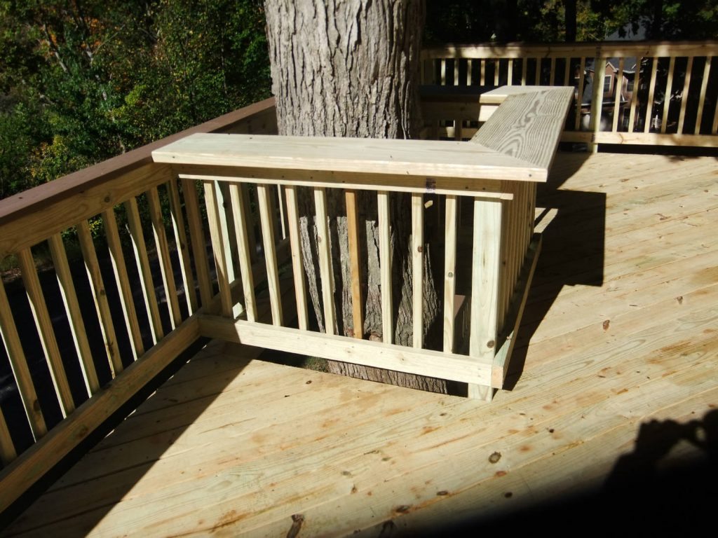 Wood Deck with Wood Rails. Built in Lake Linganore