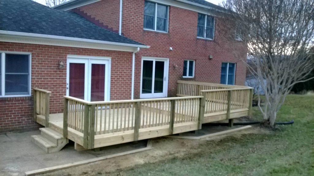 Wood Deck with Wood Rails. Built in Spring Ridge