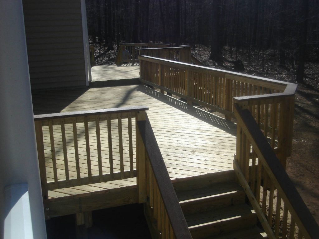 Wood Deck with Wood Rails. Built in Union Bridge- Deck Builder & Home Renovations Frederick MD