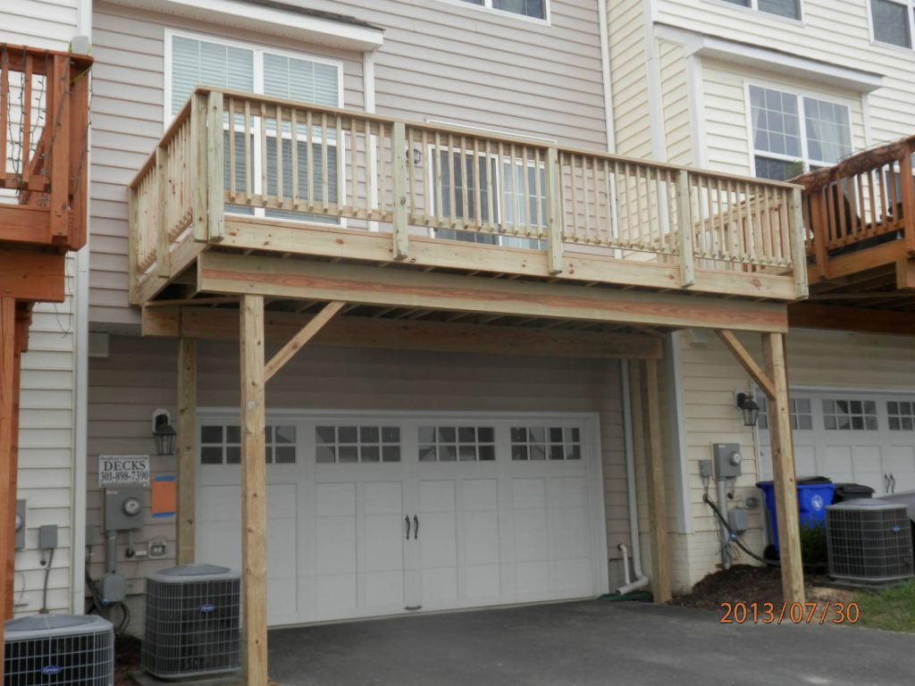 Townhouse Wood Deck Over Driveway- Pressure Washing and Home Renovations Frederick MD