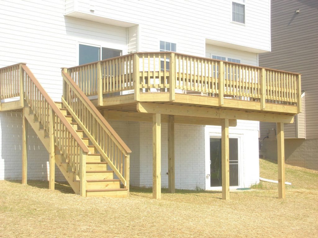 Wood Deck with Wood Rails- Deck Builder Frederick MD