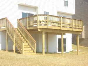 Wood Deck with Wood Rails- Deck Builder Frederick MD